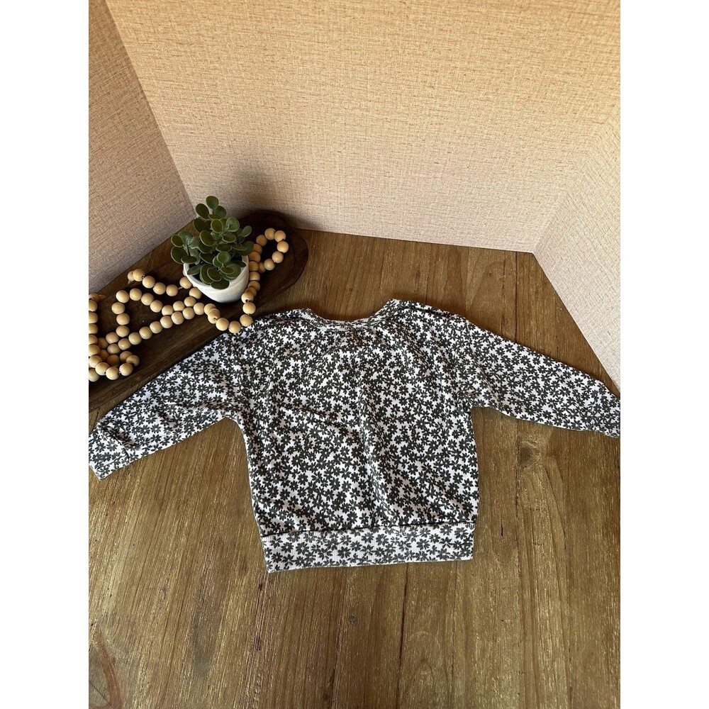 Easy Peasy 3T Floral French Terry Sweatshirt Organic Cotton Green White Pullover